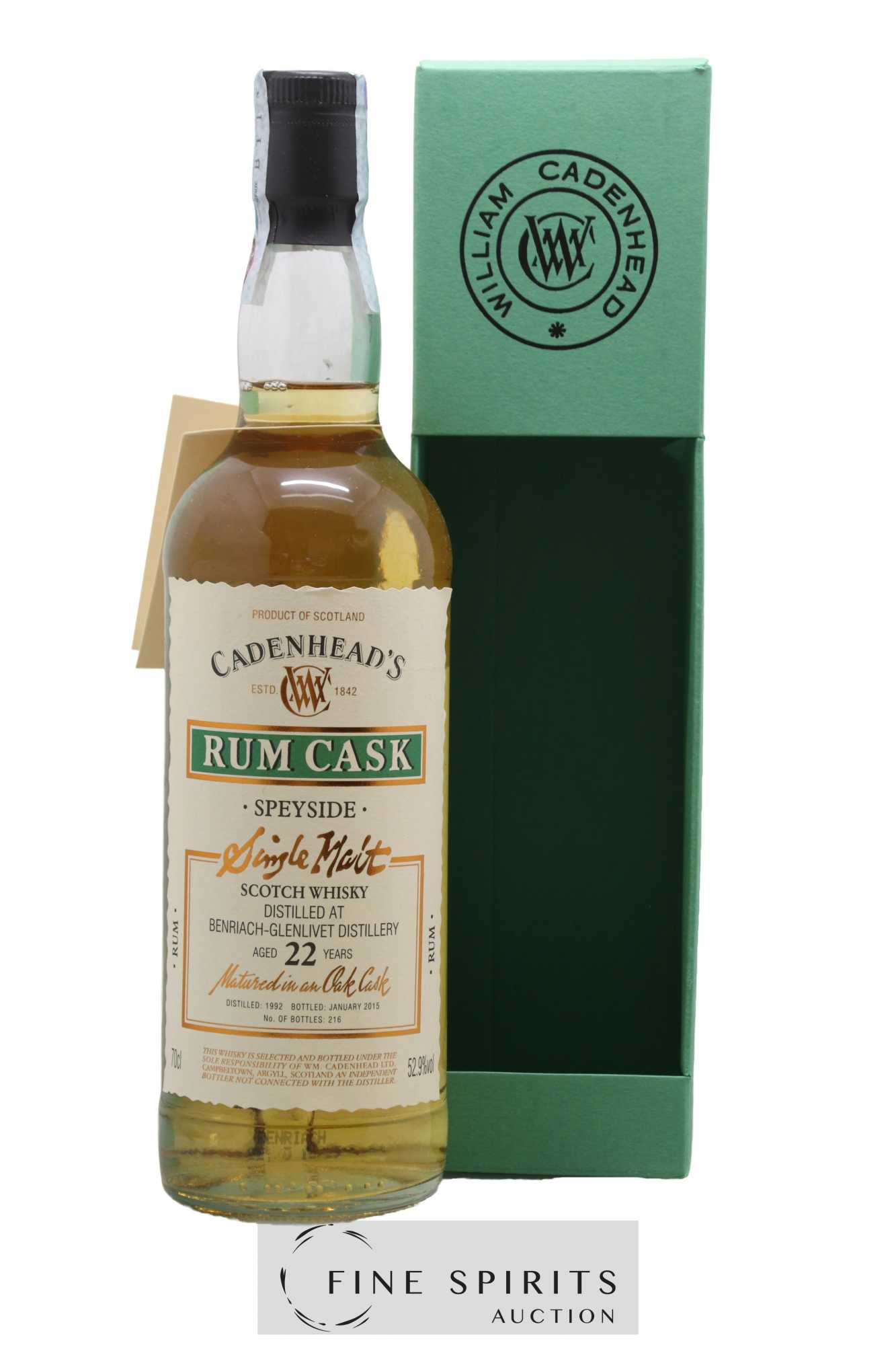 Benriach 22 years 1992 Cadenhead's Rum Cask One of 216 - bottled 2015