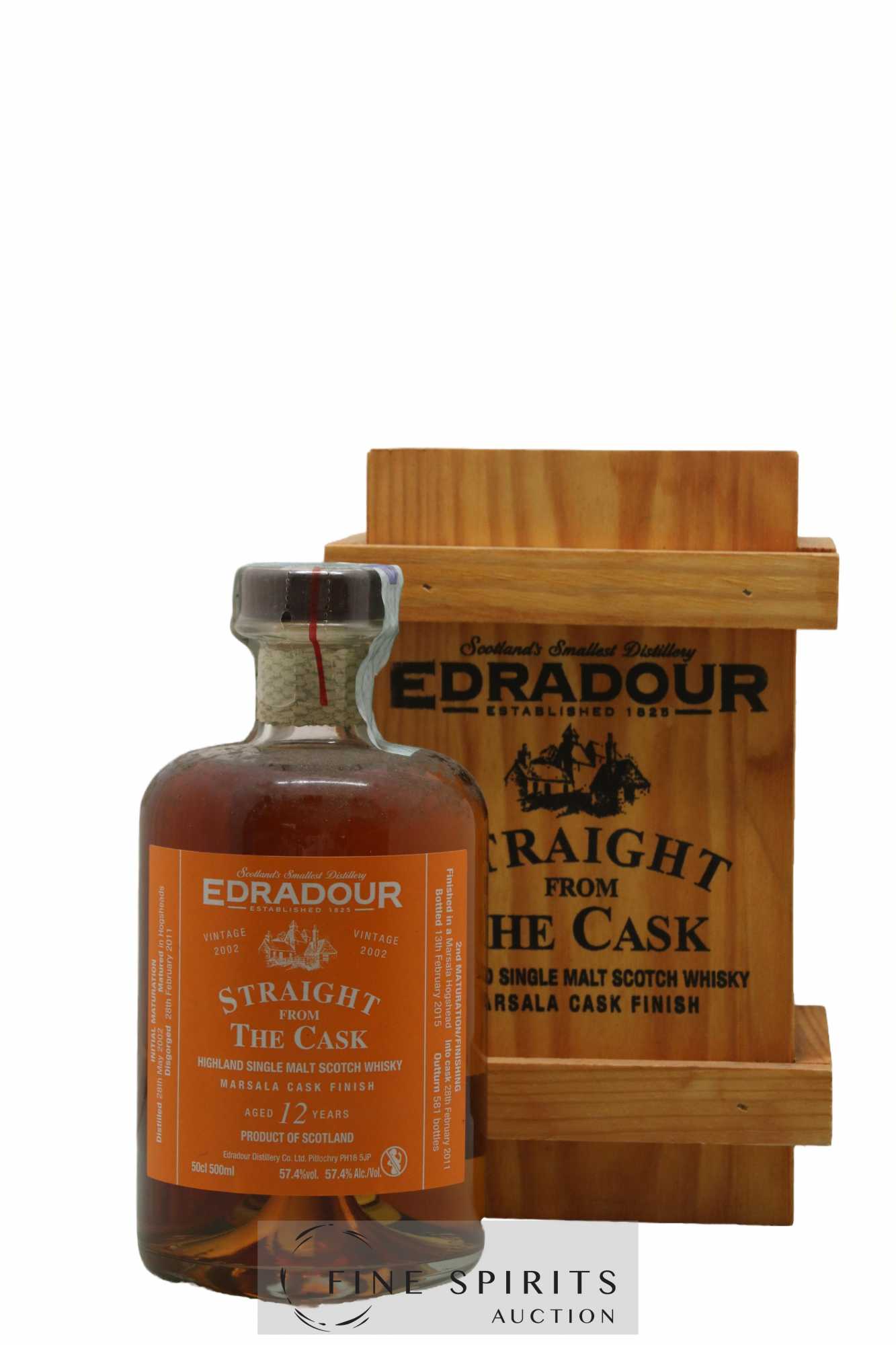 Edradour 12 years 2002 Of. Straight from the Cask Marsala Cask Finish - One of 581 - bottled 2015 (50cl.)