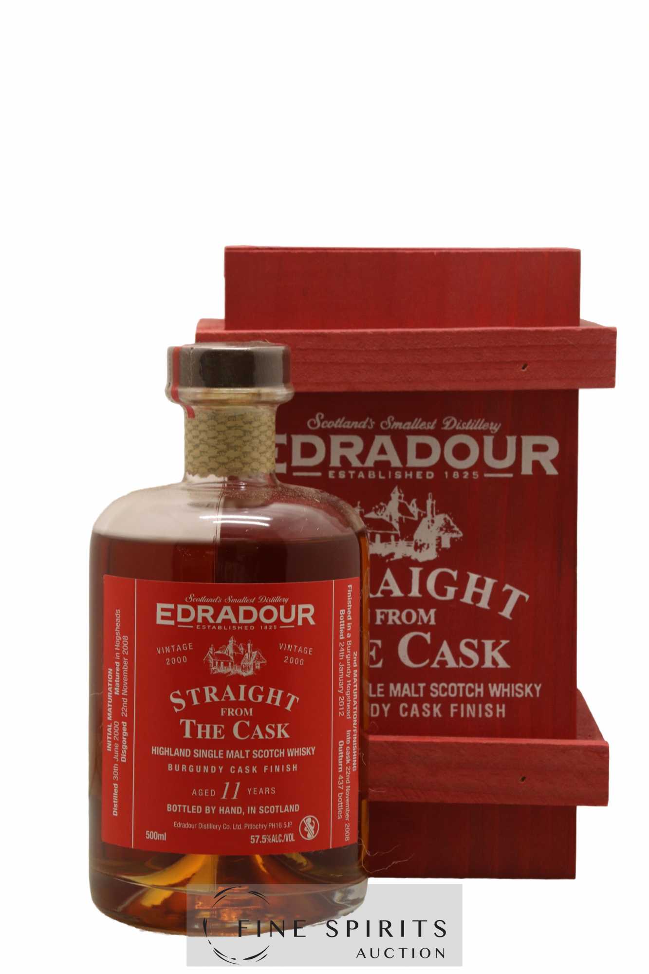 Edradour 11 years 2000 Of. Straight from the Cask Burgundy Cask Finish - One of 437 - bottled 2012 (50cl.)