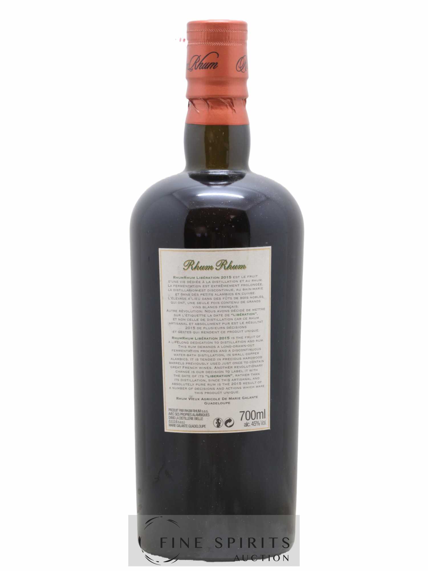 Acheter Rhum Rhum Of. PMG - Maitre Capovilla Libération 2015 (lot: 1219)