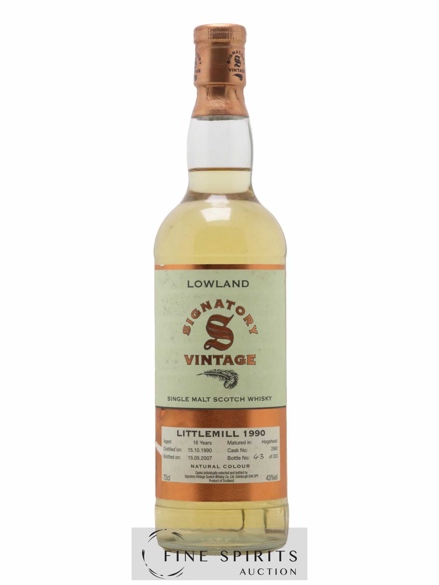 Littlemill 16 years 1990 Signatory Vintage Cask n°2992 - One of 320 - bottled 2007