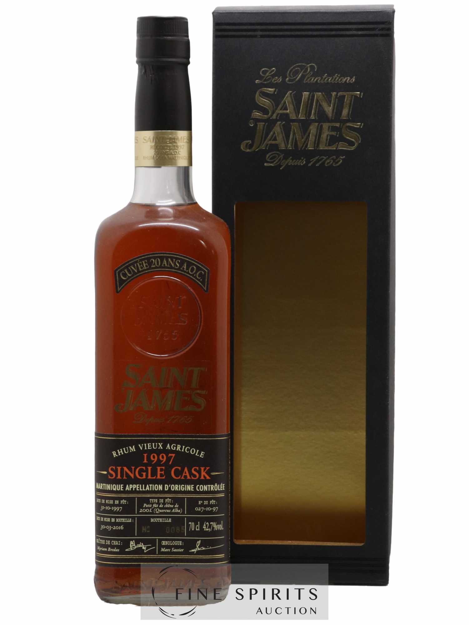 Saint James 20 years 1997 Of. Cuvée 20 Ans A.O.C. n°027-10-97 - bottled 2016
