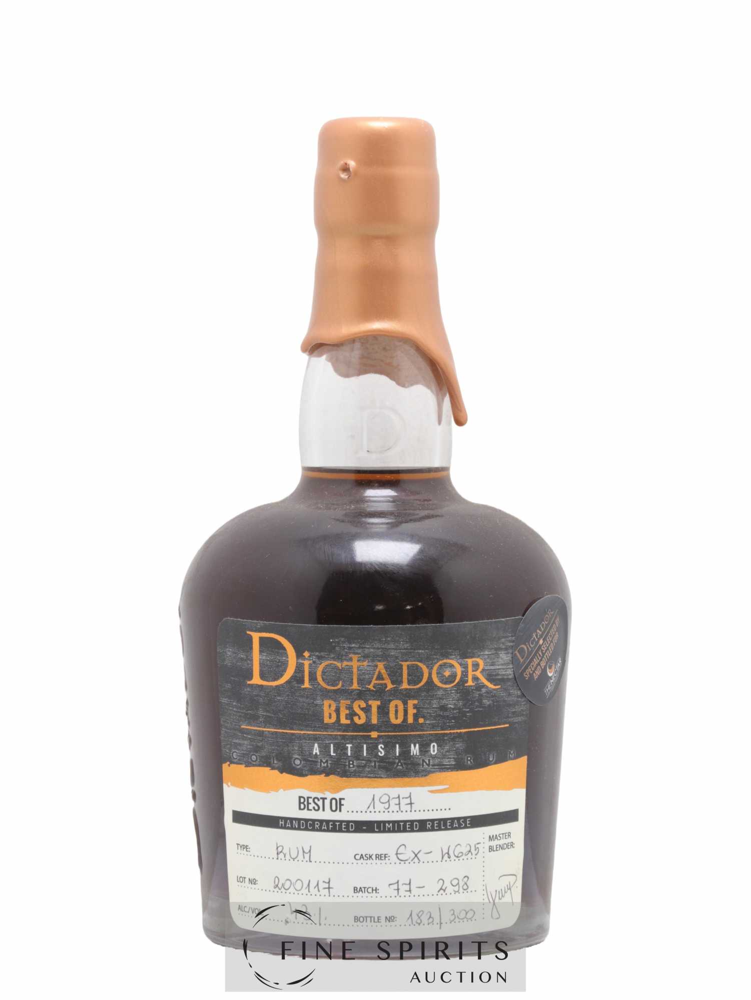 Dictador 1977 Of. Altisimo Cask Ex-H625 - One of 300 Best Of.