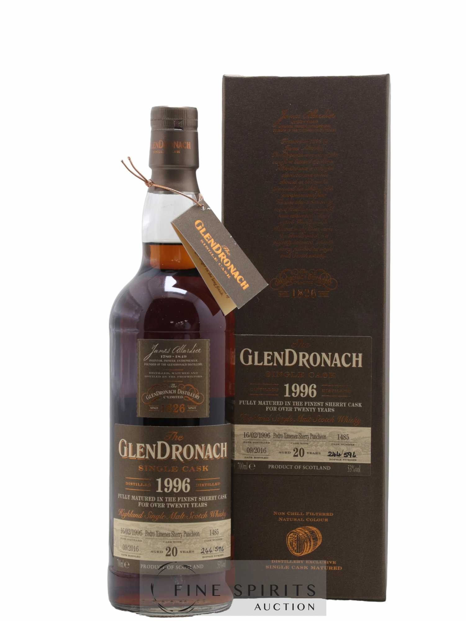 The Glendronach 20 years 1996 Of. Cask n°1485 - One of 596 - bottled 2016