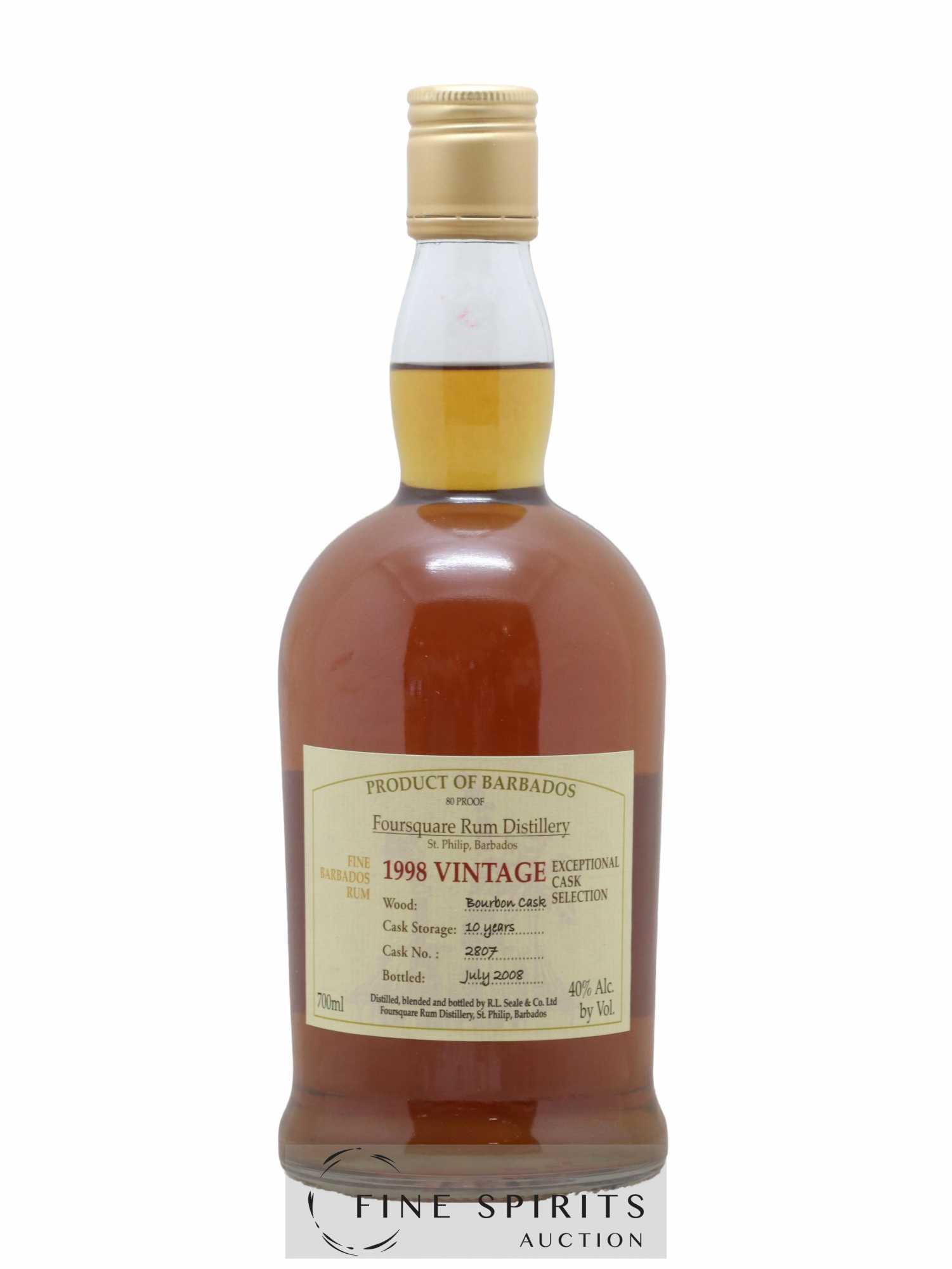 Foursquare 10 years 1998 Of. Vintage Cask n°2807 - bottled 2008 Exceptional Cask Selection