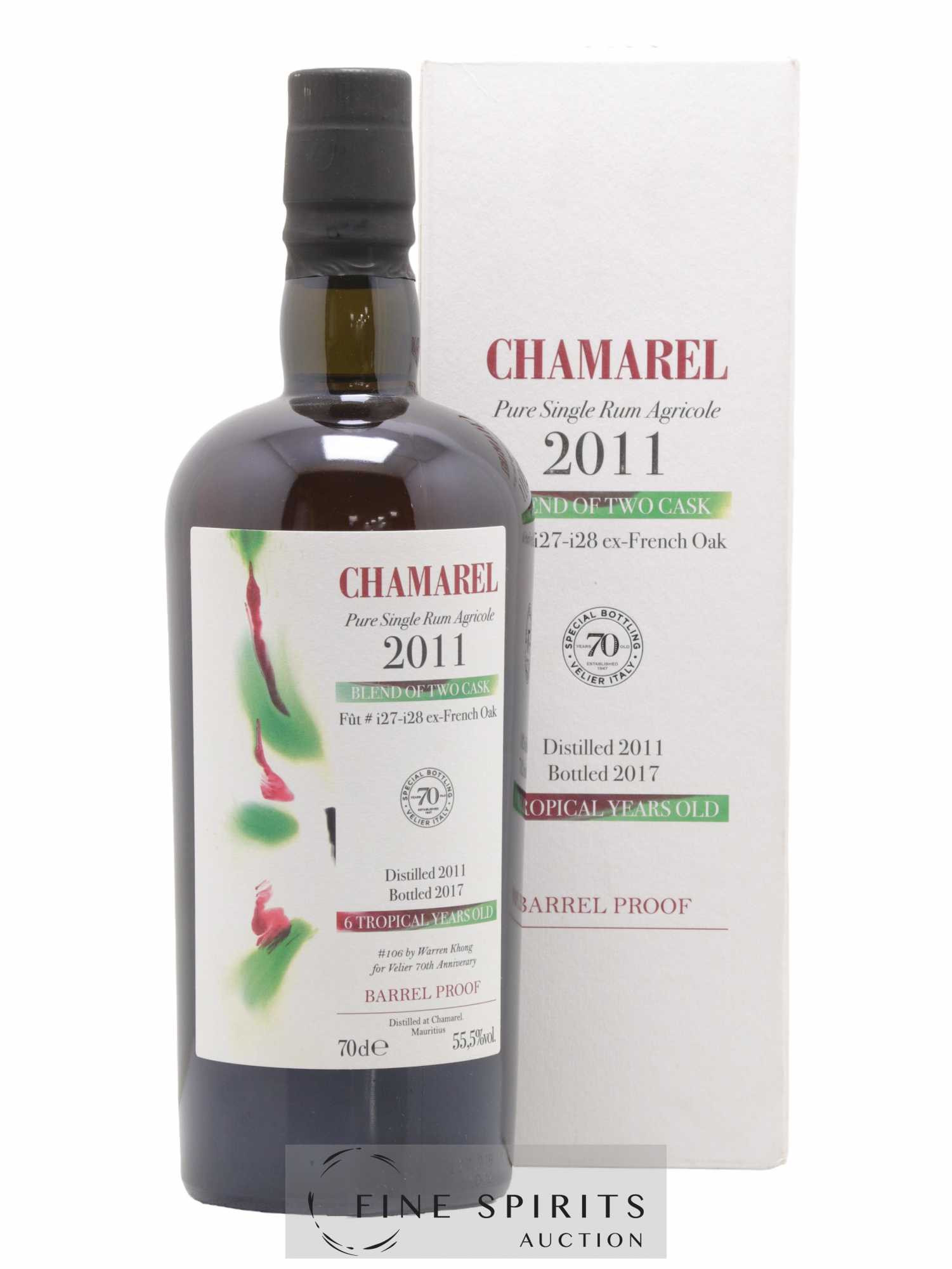 Chamarel 6 years 2011 Of. Blend of Two Cask n°i27-i28 - bottled 2017 Velier 70th Anniversary