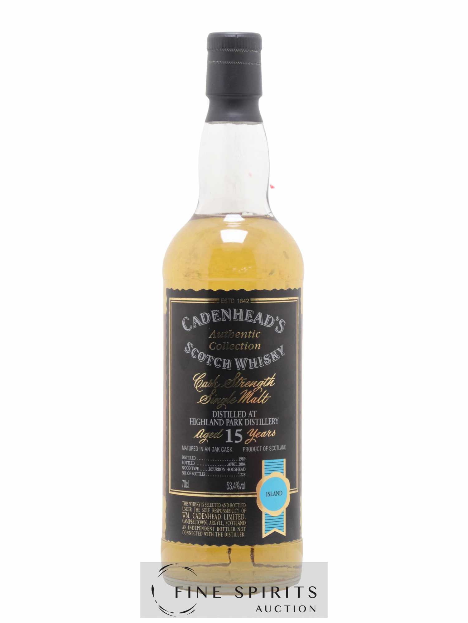 Highland Park 15 years 1989 Cadenhead's Bourbon Hogshead - One of 228 - bottled 2004 Authentic Collection