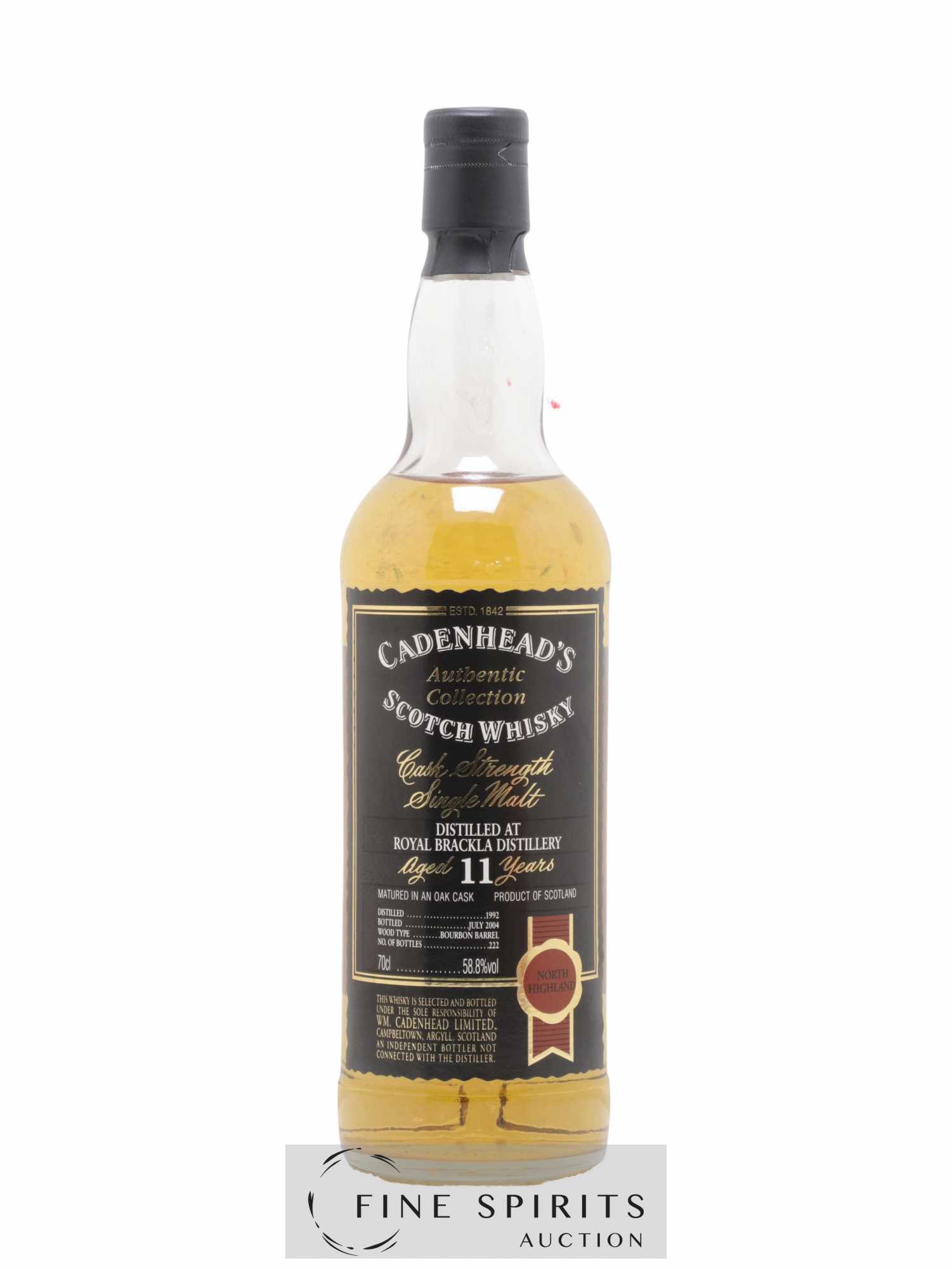 Royal Brackla 11 years 1992 Cadenhead's Bourbon Barrel - One of 222 - bottled 2004 Authentic Collection