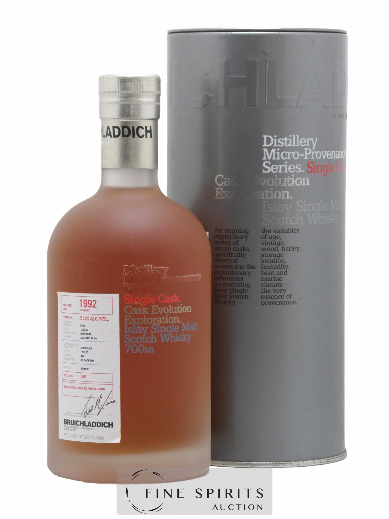 Bruichladdich 18 years 1992 Of. Cask Evolution Exploration Cask 004 - bottled 2010 Belgium Exclusively Micro Provenance Series