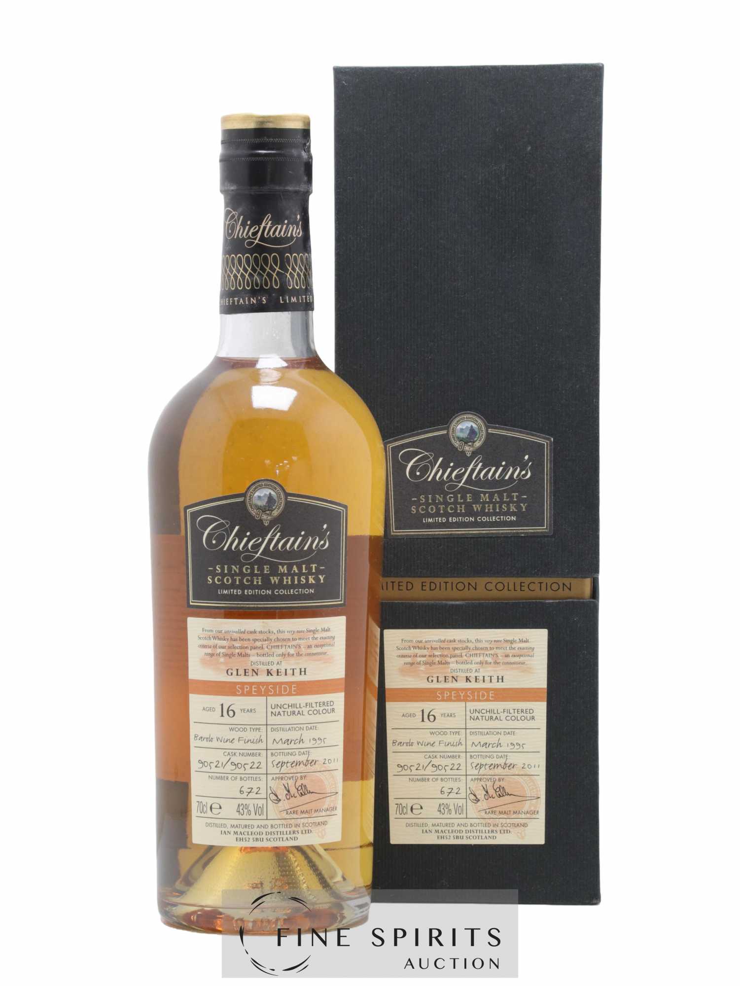 Glen Keith 16 years 1995 Ian Macleod Chieftain's Cask n°90521-90522 - One of 672 - bottled 2011 Limited Edition Collection