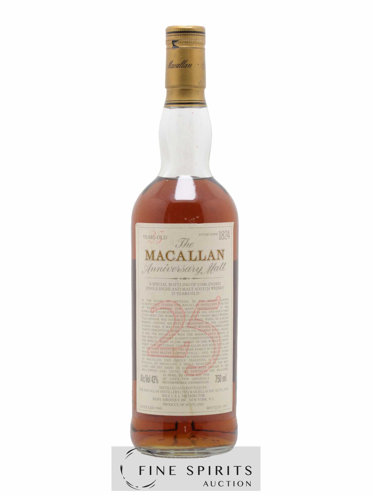 Macallan (The) 25 years 1965 Of. Anniversary Malt bottled 1991 Special Bottling (75cl.)