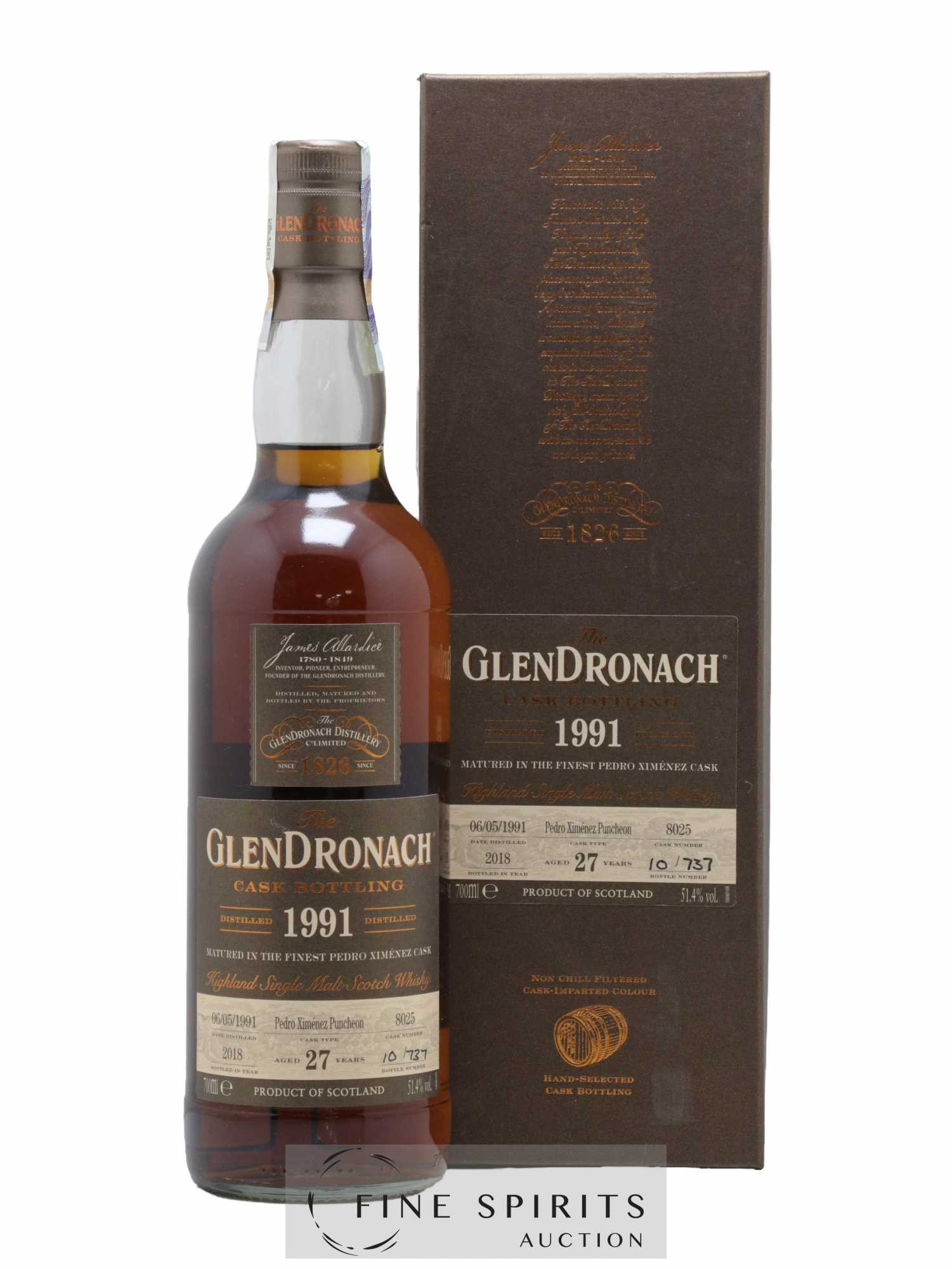The Glendronach 27 years 1991 Of. Cask n°8025 - One of 737 - bottled 2018 Cask Bottling