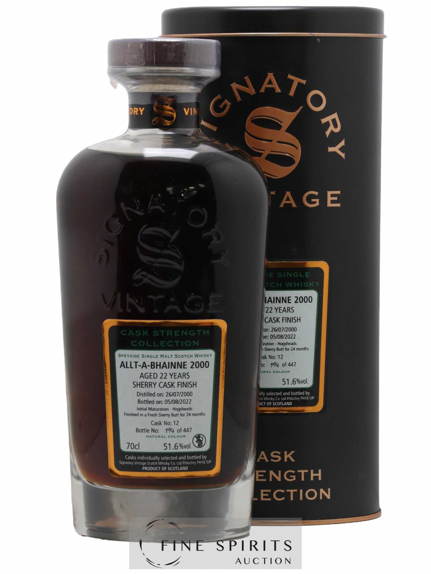 Allt-a-Bhainne 22 years 2000 Signatory Vintage Cask n°12 - One of 447 - bottled 2022 Cask Strength Collection