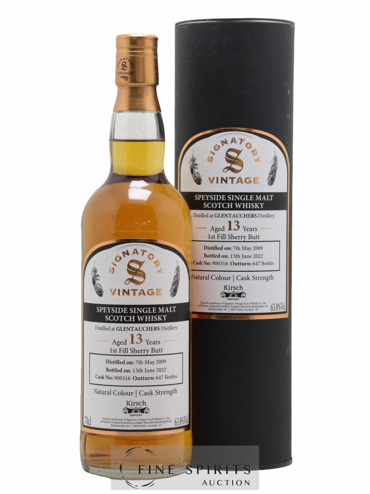Glentauchers 13 years 2009 Signatory Vintage Cask n°900316 - One of 647 - bottled 2022 Kirch Import