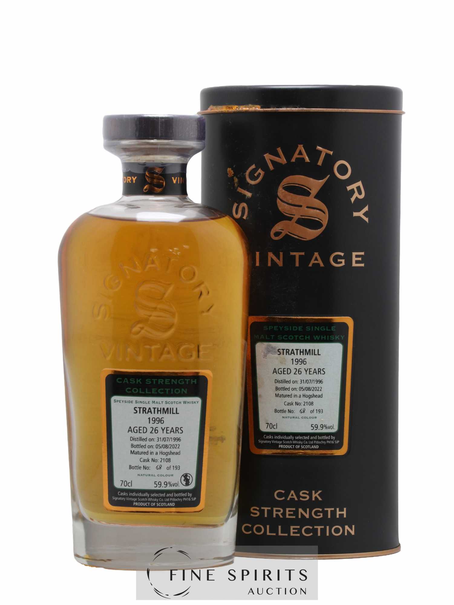 Strathmill 26 years 1996 Signatory Vintage Cask n°2108 - One of 193 - bottled 2022 Cask Strength Collection
