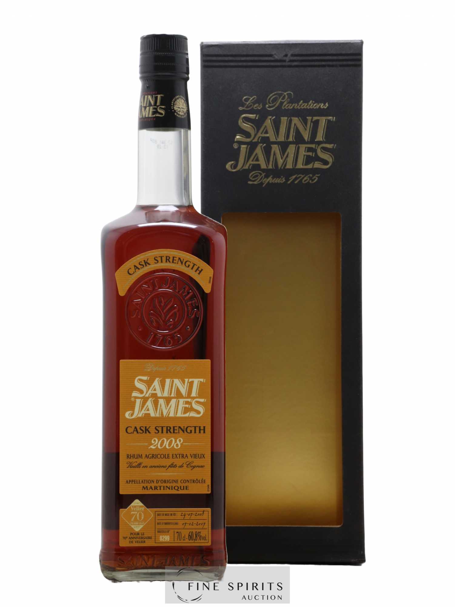 Saint James 2008 Of. bottled 2017 Velier 70th Anniversary Cask Strengh