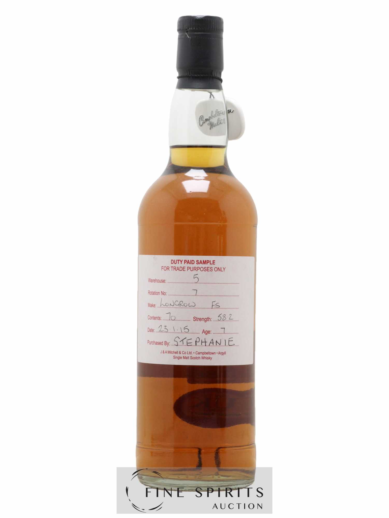 Longrow 7 years Of. FS Warehouse Duty Paid Sample