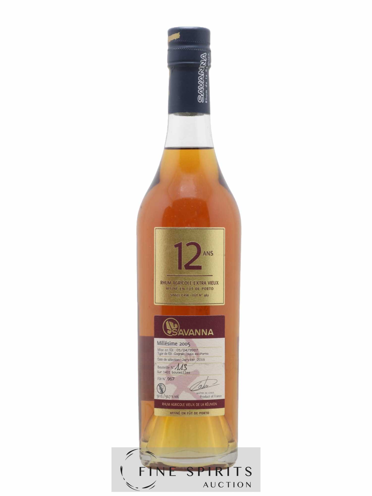 Savanna 12 years 2005 Of. Fût n°967 - One of 1401 (50cl.)