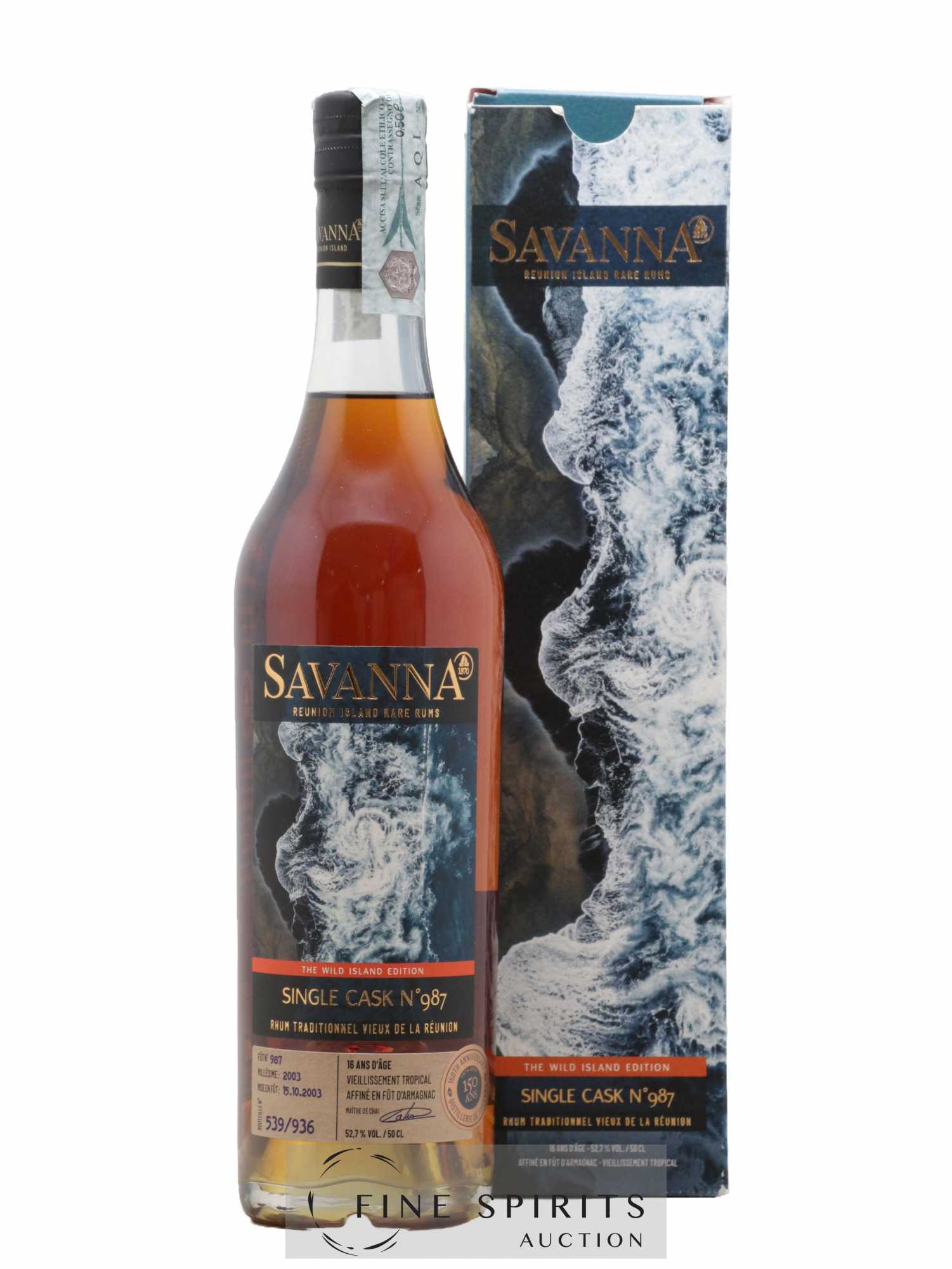Savanna 16 years 2003 Of. The Wild Island Edition Cask n°987 - One of 936 (50cl.)