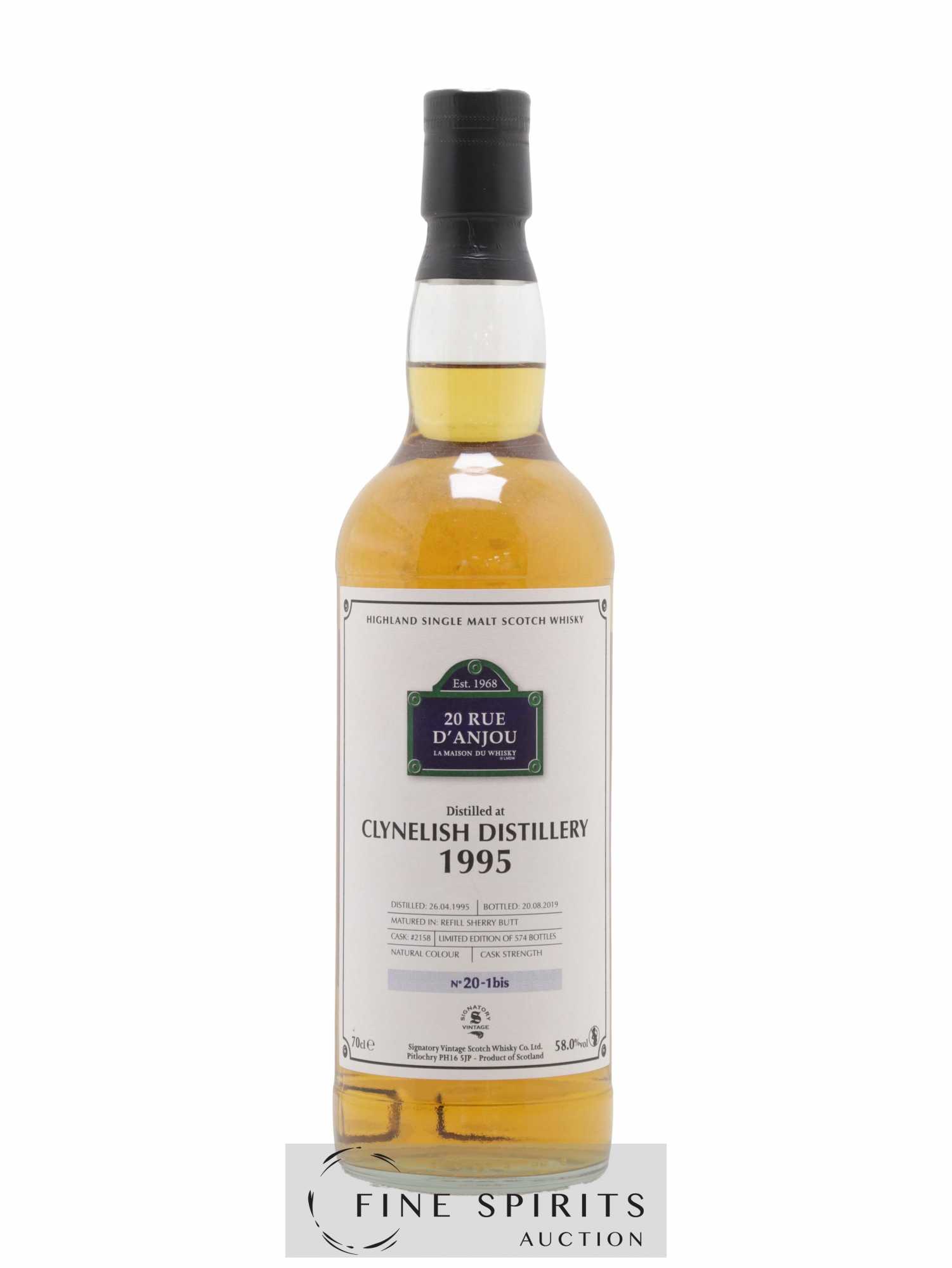 Clynelish 24 years 1995 Signatory Vintage 20 Rue D'Anjou Cask n°2158 - One of 574 - bottled 2019