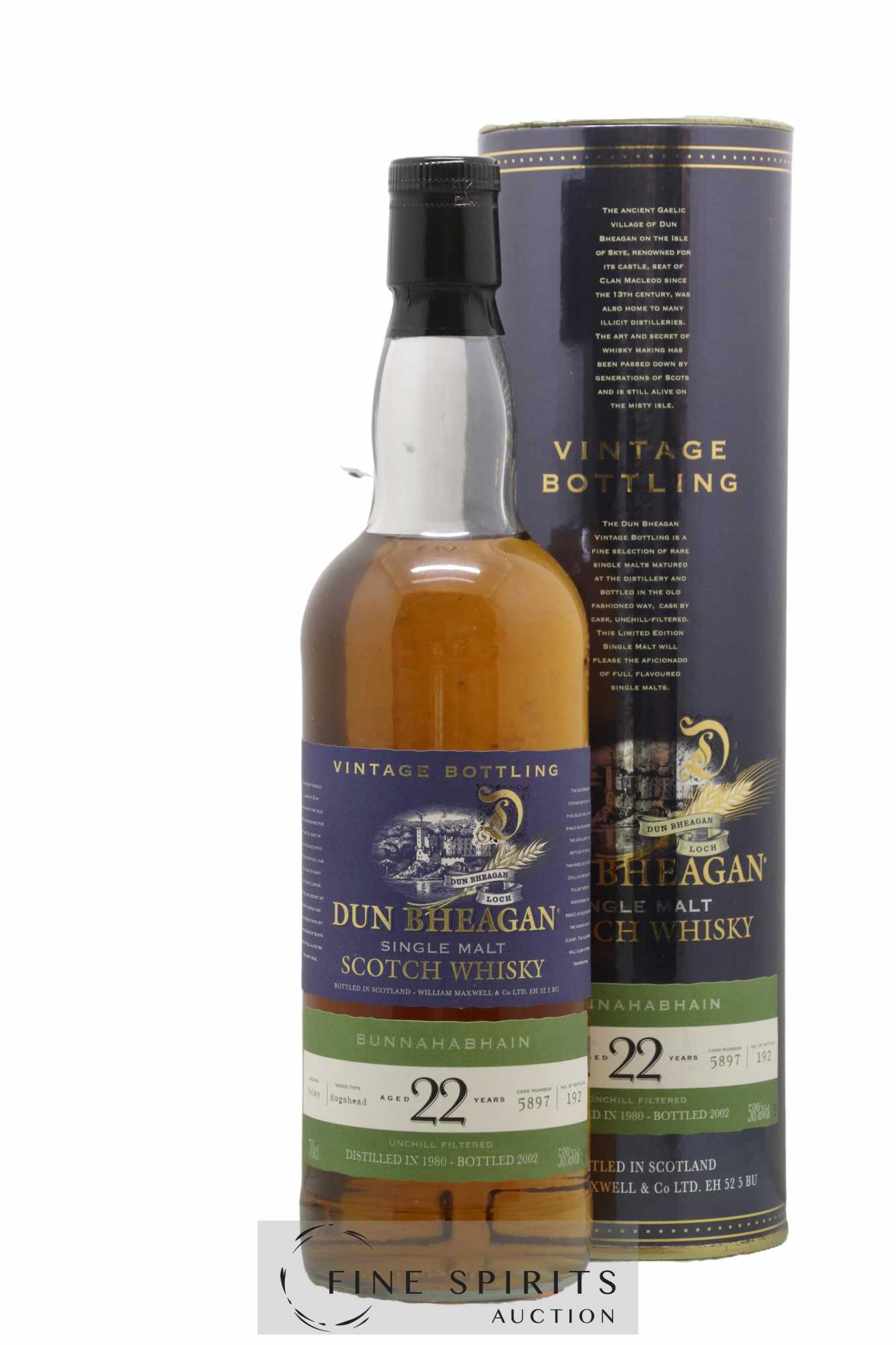 Bunnahabhain 22 years 1980 Dun Bheagan Cask n°5897 - One of 192 - bottled 2002 Vintage Bottling