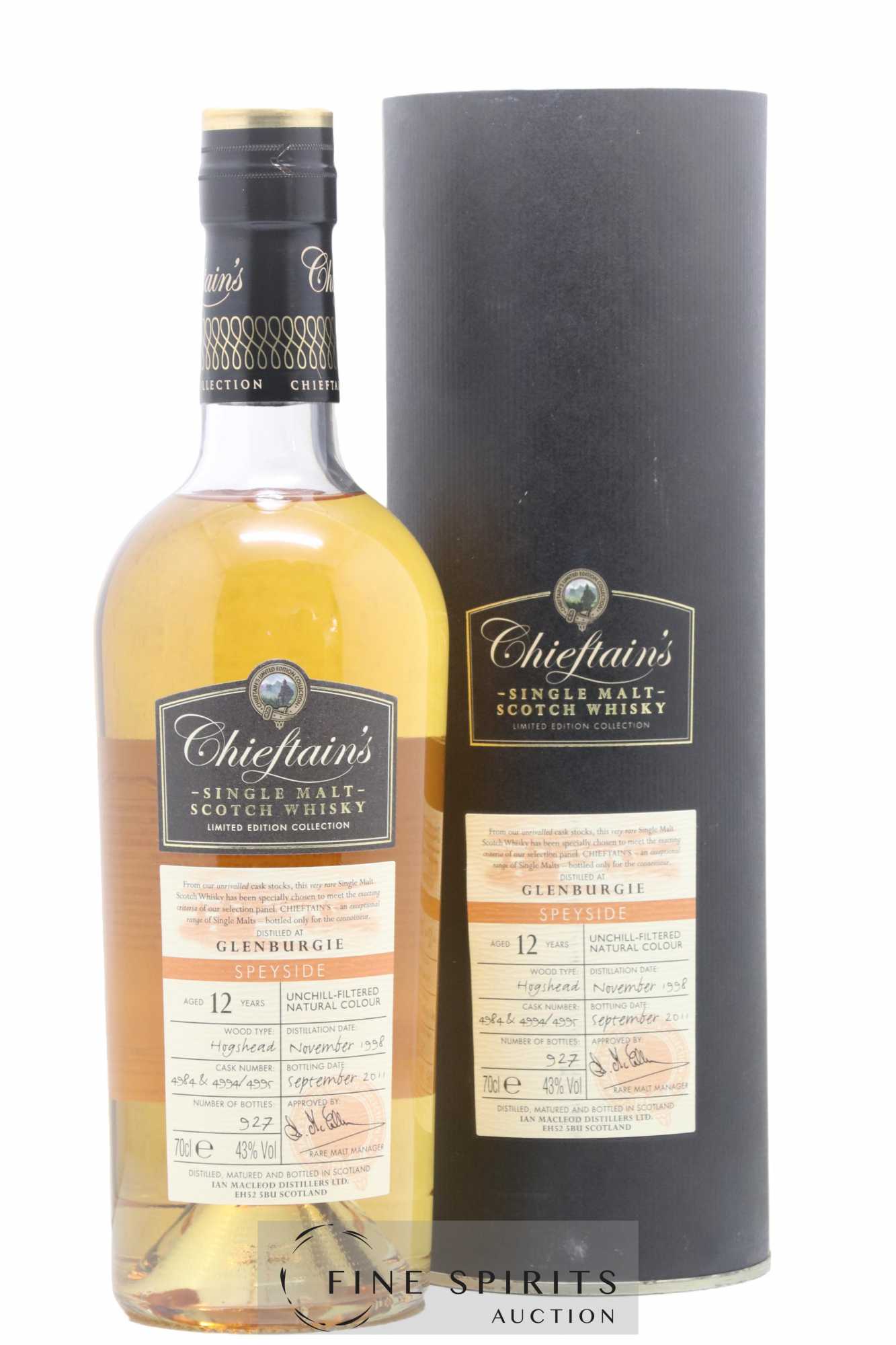 Glenburgie 12 years 1998 Ian Macleod Chieftain's Cask n°4984-4994-4995 - One of 927 - bottled 2011 Limited Edition Collection