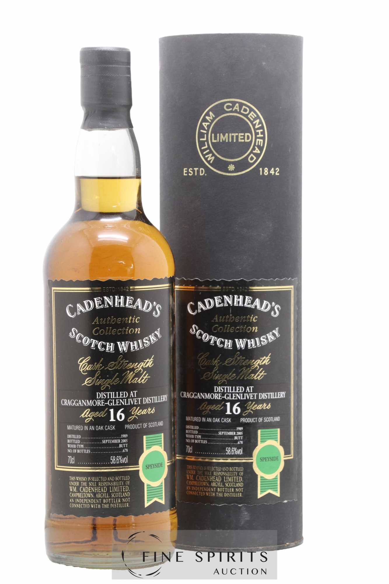 Cragganmore 16 years 1989 Cadenhead's Butt - One of 678 - bottled 2005 Authentic Collection