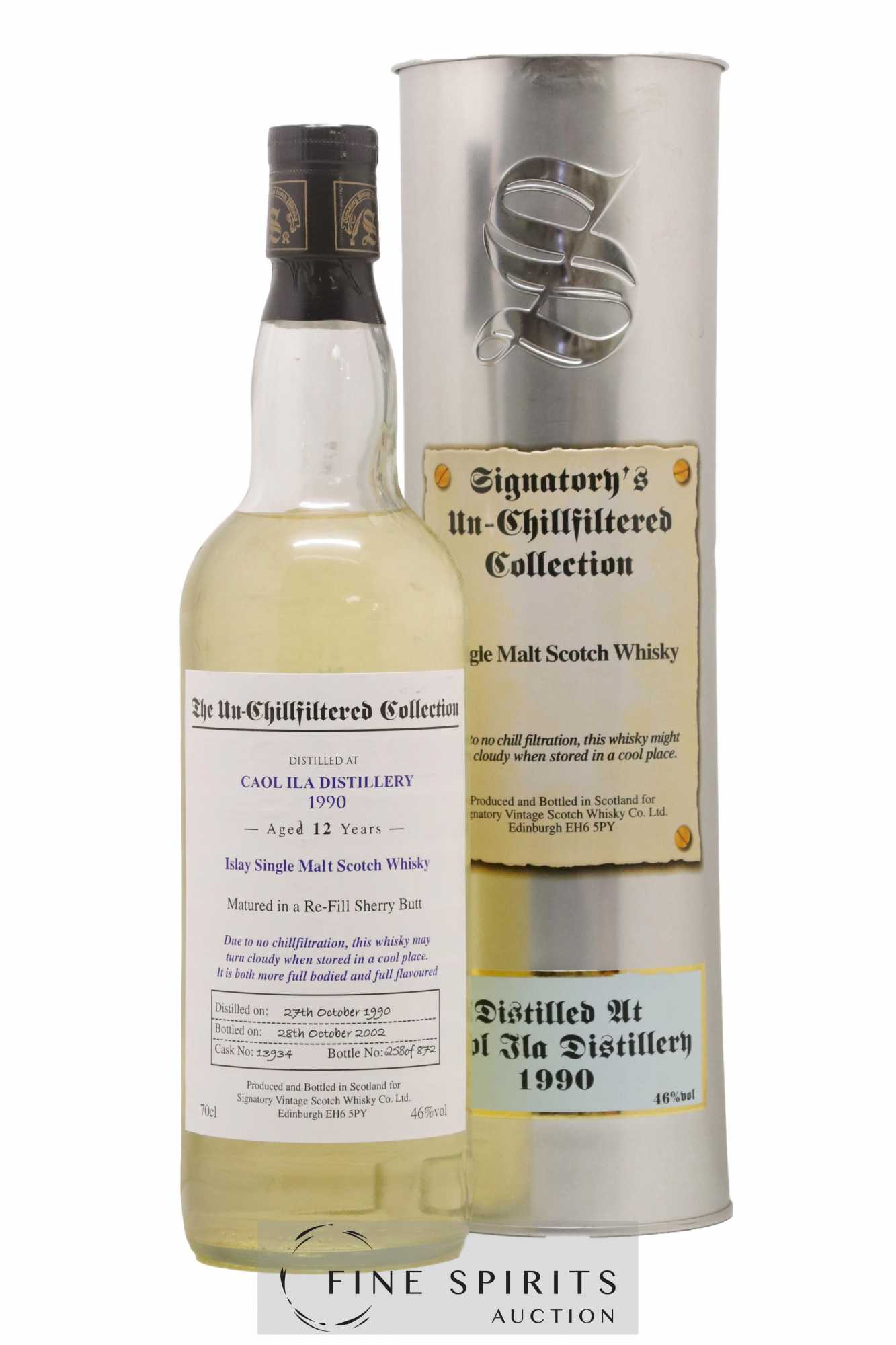 Caol Ila 12 years 1990 Signatory Vintage Cask n°13934 - One of 872 - bottled 2002 The Un-Chillfiltered Collection