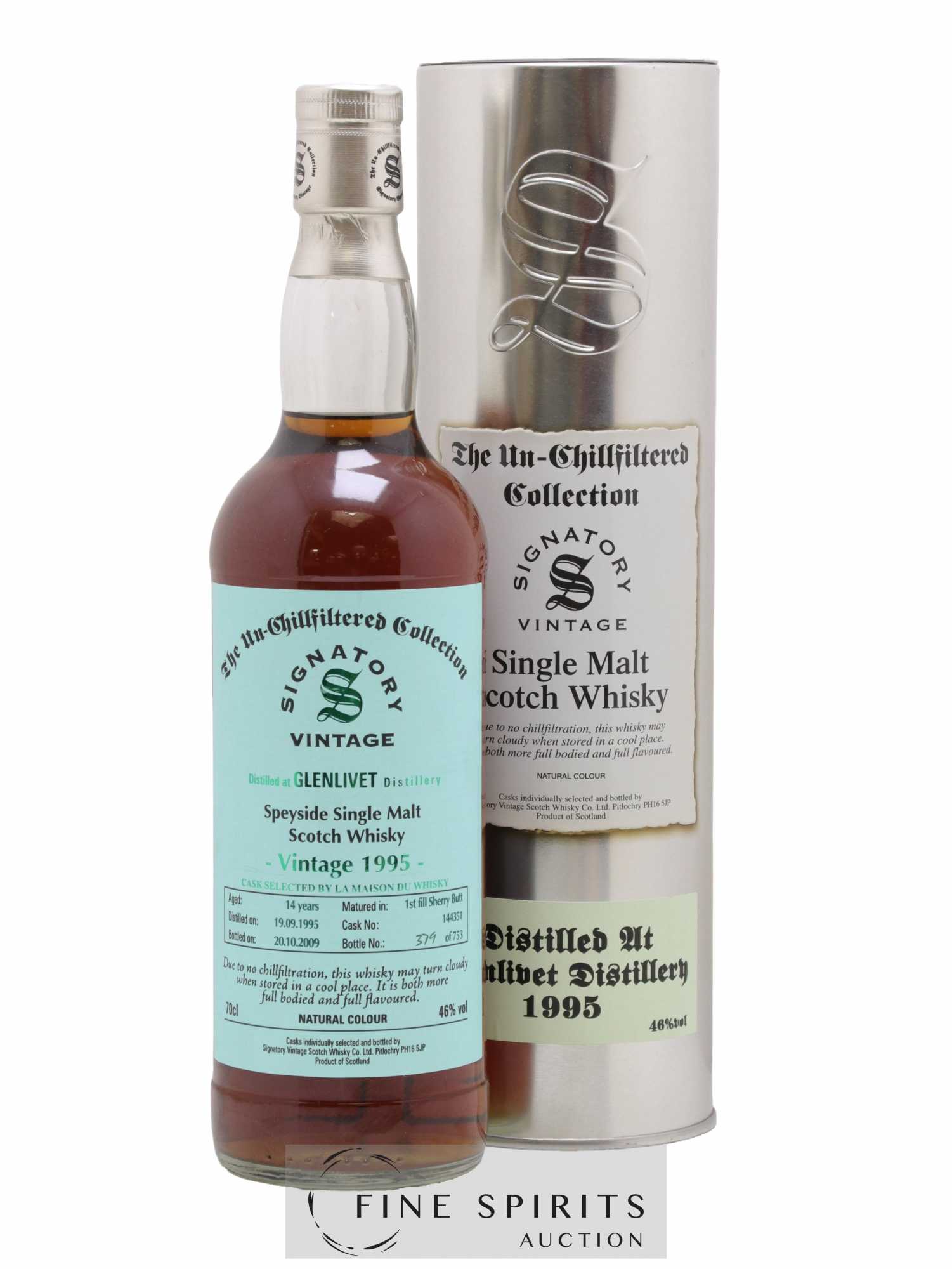 Glenlivet (The) 14 years 1995 Signatory Vintage Cask n°144351 - One of 753 - bottled 2009 The Un-Chillfiltered Collection