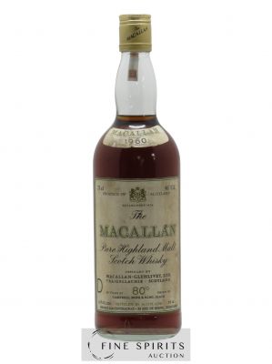 Macallan (The) 1960 Campbell, Hope and King, Elgin Sherry Wood Matured Import by Centrachat, Paris bottled at 80° Proof   - Lot de 1 Bouteille
