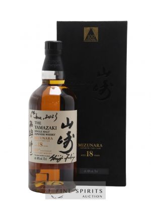 Yamazaki 18 years Of. Mizunara Japanese Oak Cask 100th Anniversary Edition dédicacée par le Master Blender Suntory Mr Shinji Fukuyo  - Lot de 1 Bouteille