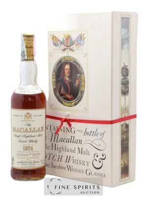 Macallan (The) 18 years 1974 Of. Set with 2 fine Jacobite glasses Sherry Wood Matured - bottled 1992 Giovinetti & Figli Import   - Lot de 1 Bouteille